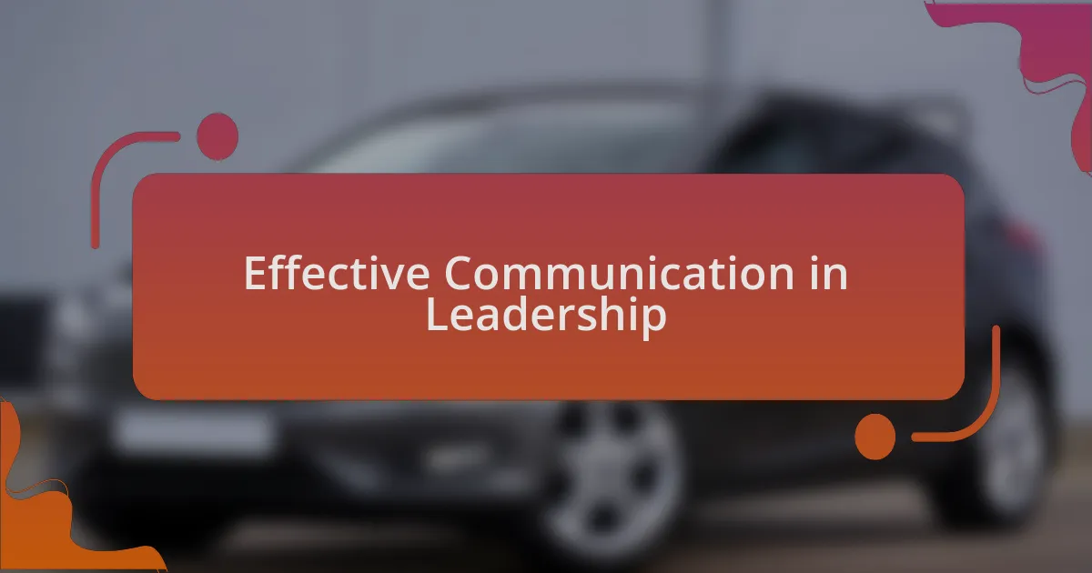 Effective Communication in Leadership