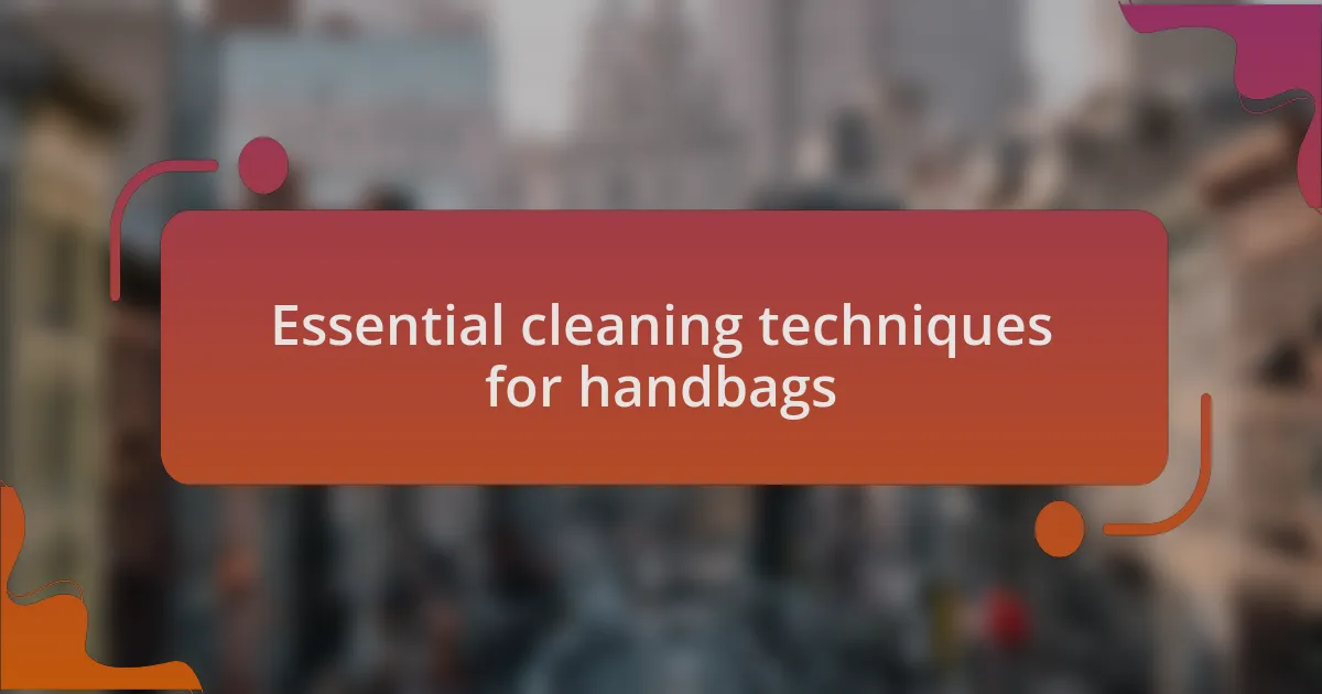 Essential cleaning techniques for handbags