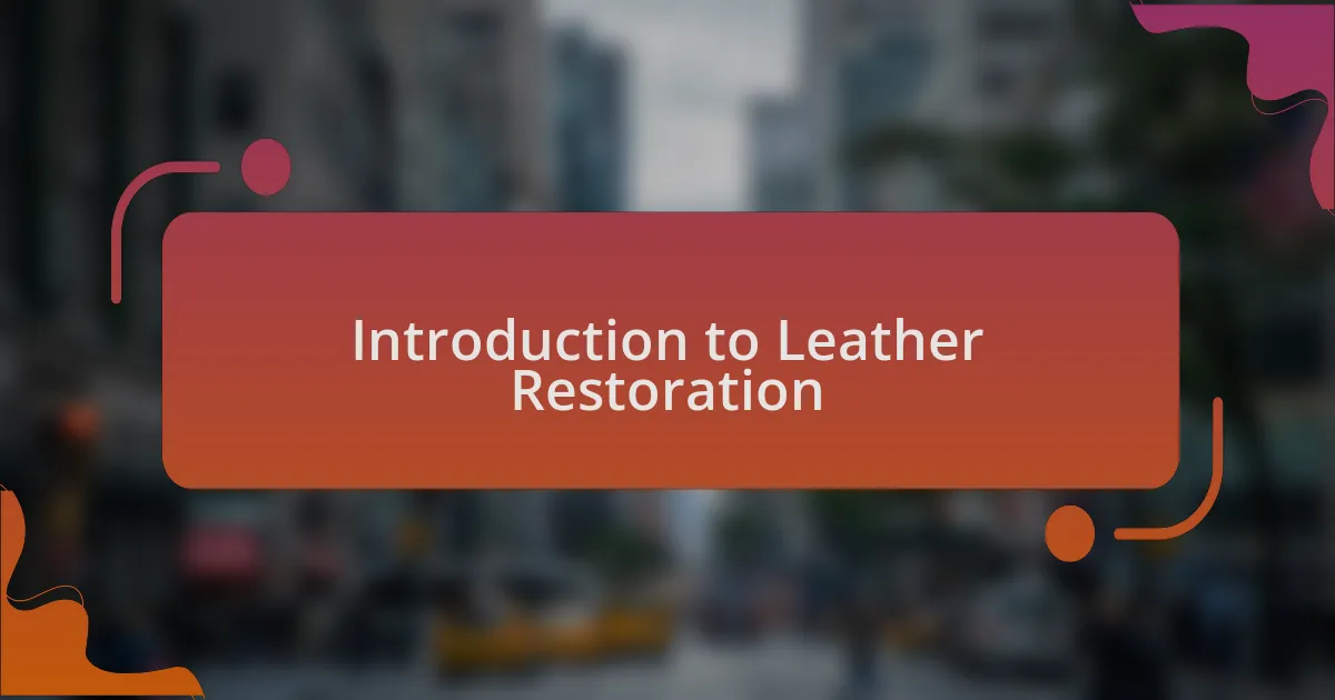 Introduction to Leather Restoration